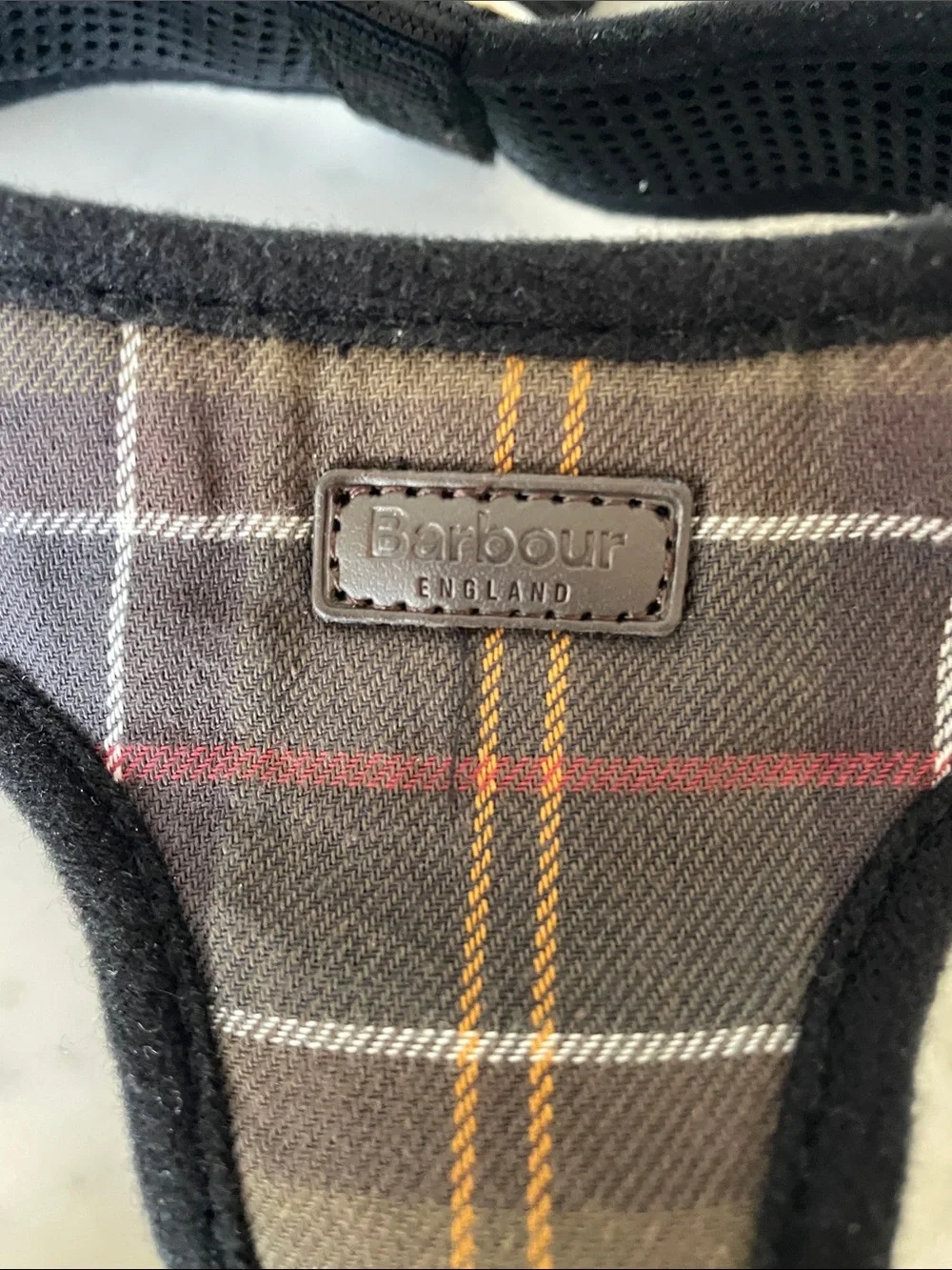BARBOUR Olive Classic Tartan Dog Dog Harness Quick-Release Buckle Medium Neck
